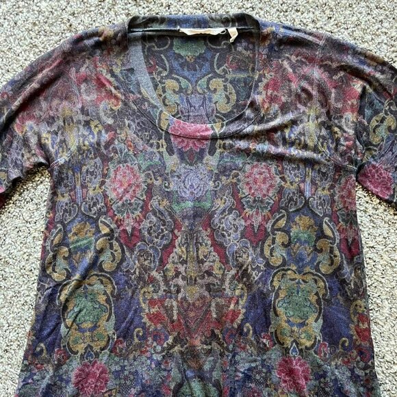 Soft Surroundings Multicolored Floral VNeck Long Sleeve Top, Petite Small Shirt - Picture 2 of 6